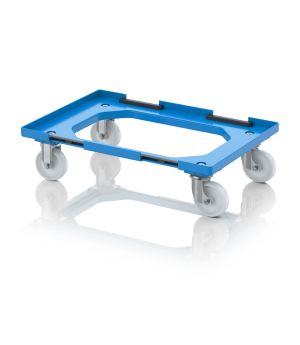 Transportroller Kompakt mit Verknüpfungssystem und Polyamid-Rädern RO V 64 PA BO.L-5015 in himmelblau (RAL 5015), 616 × 