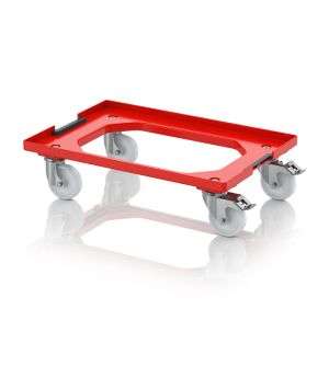 Transportroller Kompakt mit Verknüpfungssystem und Polyamid-Rädern RO V 64 PA FE-3020 in verkehrsrot (RAL 3020), 616 × 4