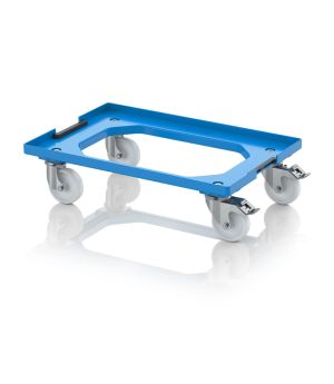 Transportroller Kompakt mit Verknüpfungssystem und Polyamid-Rädern RO V 64 PA FE-5015 in himmelblau (RAL 5015), 616 × 41