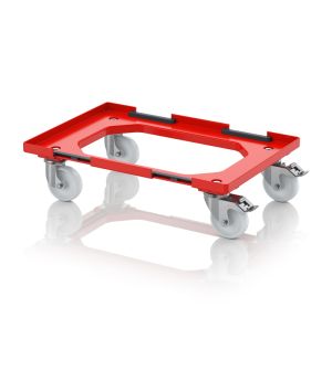 Transportroller Kompakt mit Verknüpfungssystem und Polyamid-Rädern RO V 64 PA FE.L-3020 in verkehrsrot (RAL 3020), 616 ×