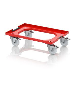 Transportroller Kompakt mit Verknüpfungssystem und Polyamid-Rädern RO V 64 PAX FE-3020 in verkehrsrot (RAL 3020), 616 × 