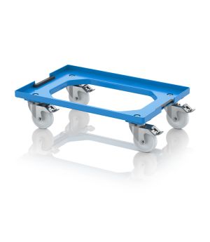 Transportroller Kompakt mit Verknüpfungssystem und Polyamid-Rädern RO V 64 PAX FE-5015 in himmelblau (RAL 5015), 616 × 4