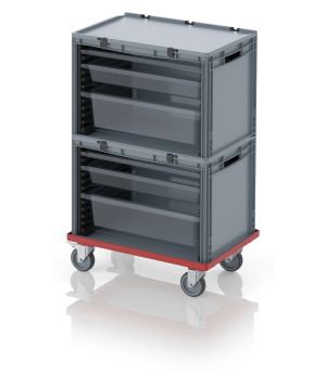Schubladenbehälter Komplettsystem SB-S2+.2 in silbergrau (RAL 7001), 620 × 420 mm