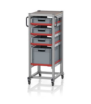 Systemwagen für Eurobehälter 60 x 40 Höhe 134 cm SE 134 6432.2, 718 × 500 mm