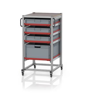 Systemwagen für Eurobehälter 80 x 60 Höhe 134 cm SE 134 863212, 700 × 935 mm