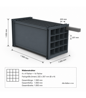 Wabenregal RESTO 16-1500 Wabenregal 16 Fächer 1500 mm Länge