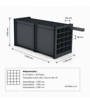 Wabenregal RESTO 20-1500 Wabenregal 20 Fächer 1500 mm Länge