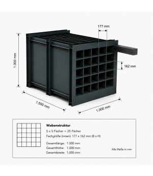 Wabenregal RESTO 25-1500 Wabenregal 25 Fächer 1500 mm Länge